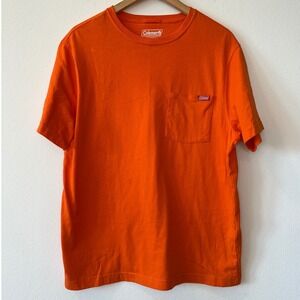 Coleman Mens Orange Short Sleeve Pocket T-Shirt Size M Crewneck Cotton Blend